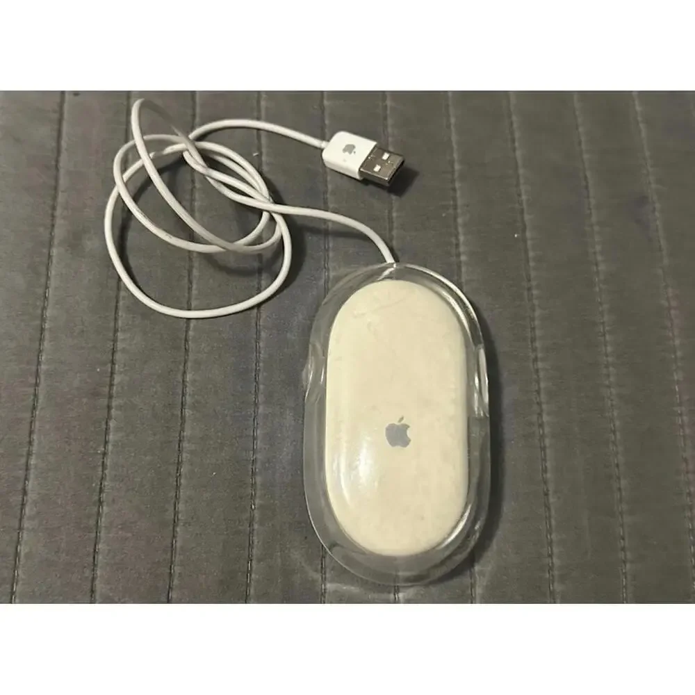 Vintage Original Apple Optical Pro Mouse ~ White/Clear USB Wired M5769